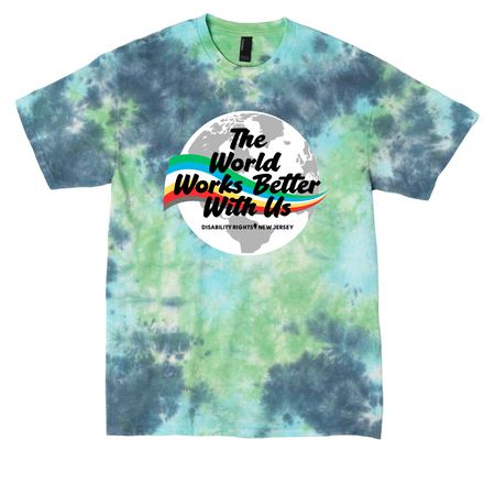 The World Works Better With Us, a Planet Earth Colorburst Crystal Tie Dye Tee