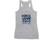 Pug Rescue of Korea Peace, Love + Pugs, a Athletic Heather Women's Racerback