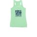 Pug Rescue of Korea Peace, Love + Pugs, a Mint Women's Racerback