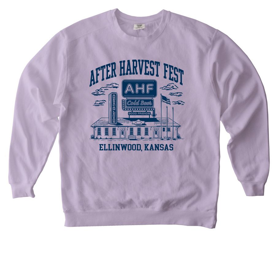 After Harvest Fest Front Print, a Orchid Comfort Colors Crewneck Sweatshirt