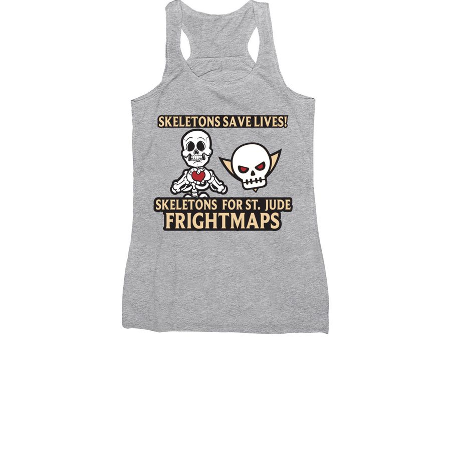 Skeletons for St. Jude and Frightmaps, a Athletic Heather Women's Racerback