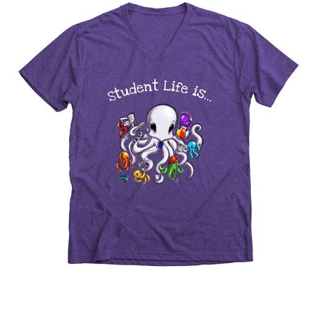 SLT shirts, a Purple Rush Premium V-Neck Tee
