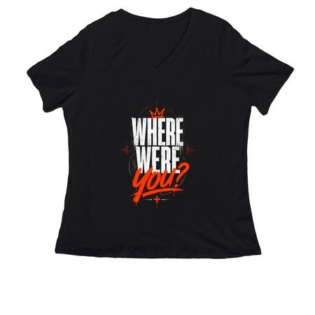 Where Were You? Women's Relaxed V-Neck Tee, a Black Women's Relaxed V-Neck Tee
