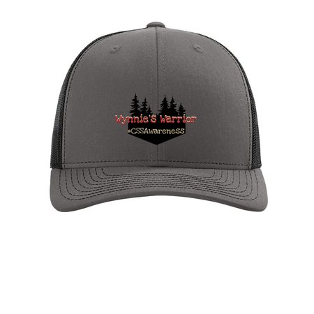 Wynnie's Warrior hat, a Charcoal/ Black Printed Snapback Trucker Cap