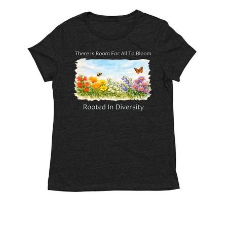 Native Plants for Native Pollinators (dark), a Space Black Allmade Eco Triblend Women?s Tee