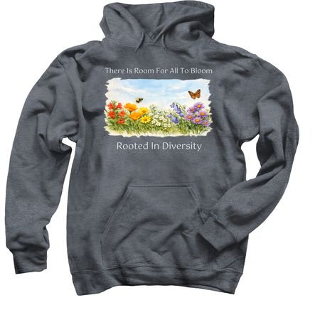 Native Plants for Native Pollinators (dark), a Dark Heather Pullover Hoodie