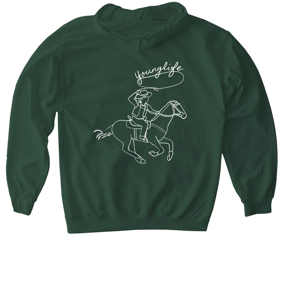 Younglife Rodeo, a Forest Green Softstyle Pullover Hoodie (back-view)
