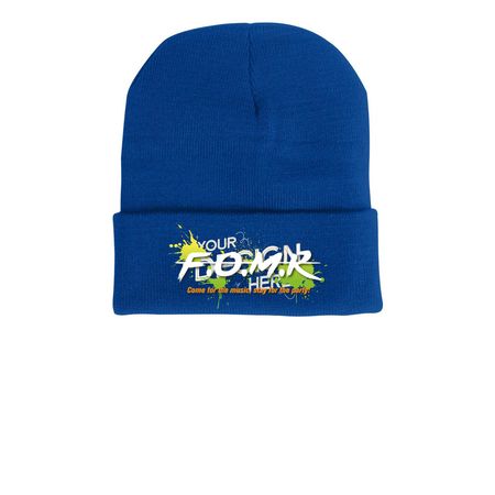 F.O.M.R Beanie, a Royal Blue Printed Cuffed Beanie