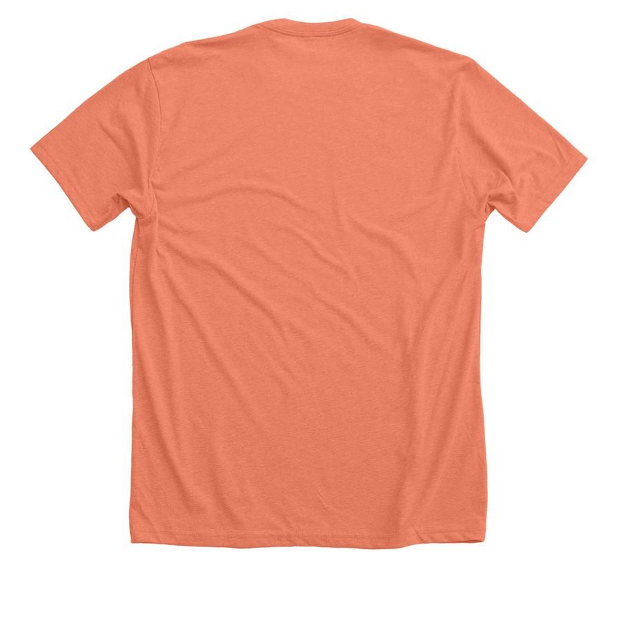 Official Brick House Bones clothing., a Heather Sunset Premium Unisex Tee (back-view)