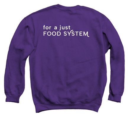 For a just food system, a Purple Crewneck Sweatshirt