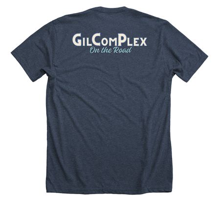 GilComPlex Classic Logo&nbsp;, a Heather Midnight Navy Premium Unisex Tee (back-view)