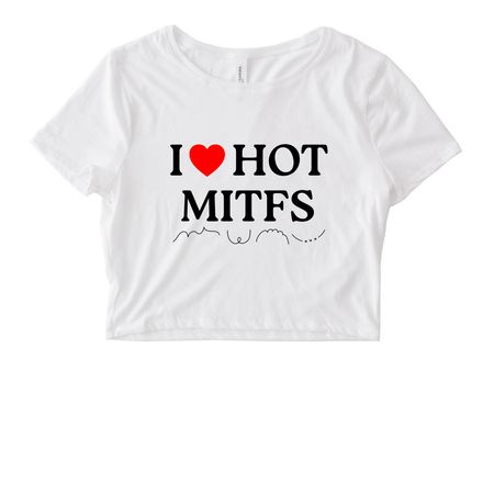 I heart hot mitfs, a White Women's Fitted Cropped Tee