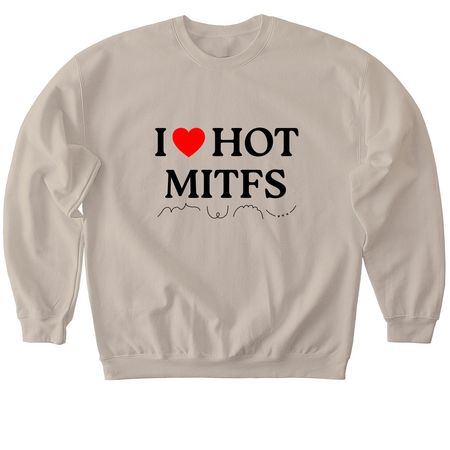I heart hot mitfs, a Sand Softstyle Crewneck Sweatshirt