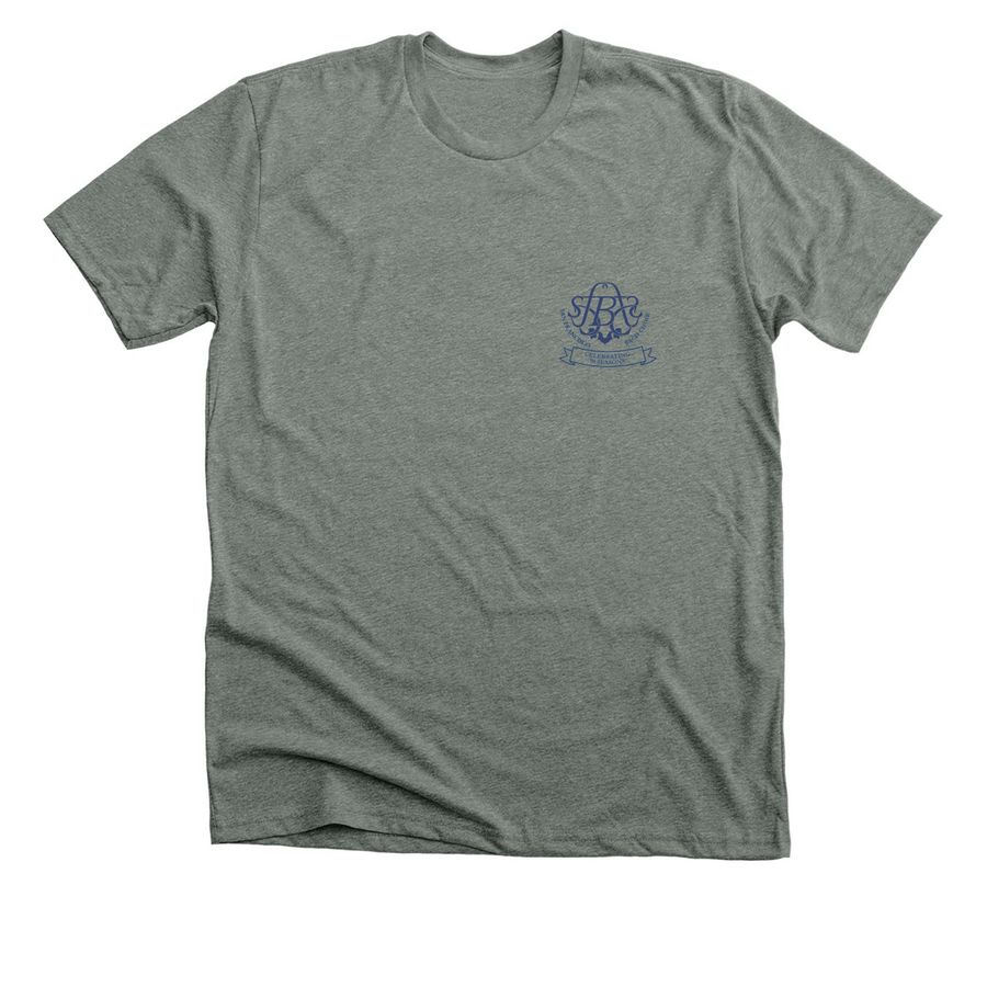 SFBC 90th Anniversary Shirts (blue logo), a Deep Heather Premium Unisex Tee