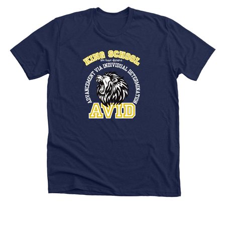 King AVID Spirit Wear, a Solid Navy Blend Premium Unisex Tee