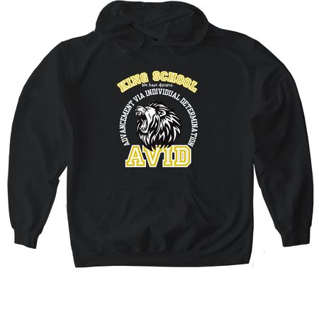 King AVID Spirit Wear, a Black Gildan Softstyle Pullover Hoodie