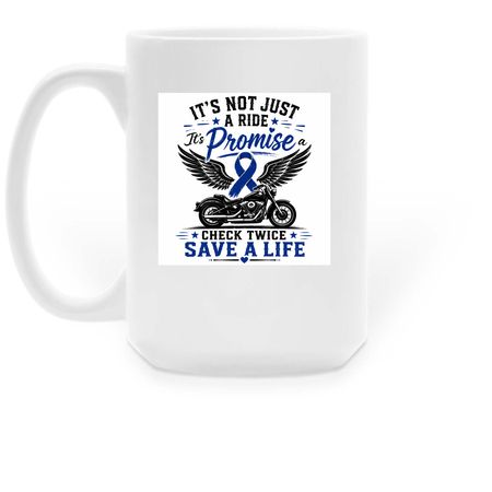 A Biker's Road to Recovery Mug, a White Large Coffee Mug (back-view)