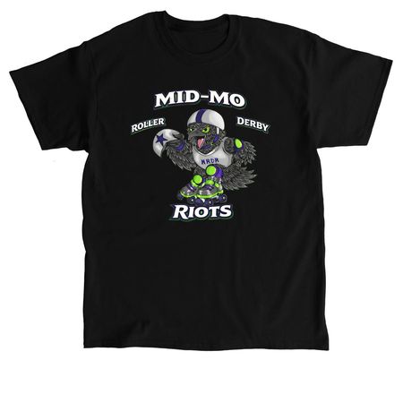 MID-MO ROLLER DERBY RIOTS., a Black Classic Unisex Tee