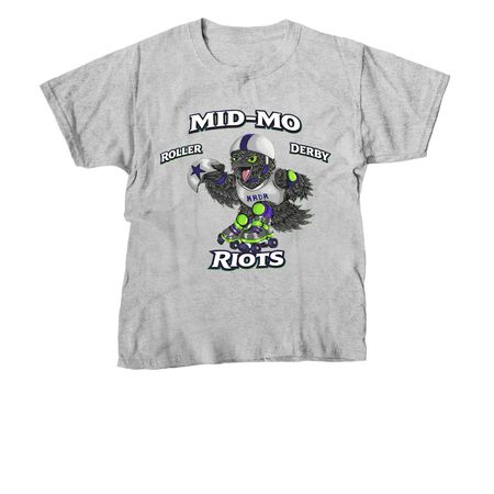 MID-MO ROLLER DERBY RIOTS., a Sport Grey Youth Unisex Tee