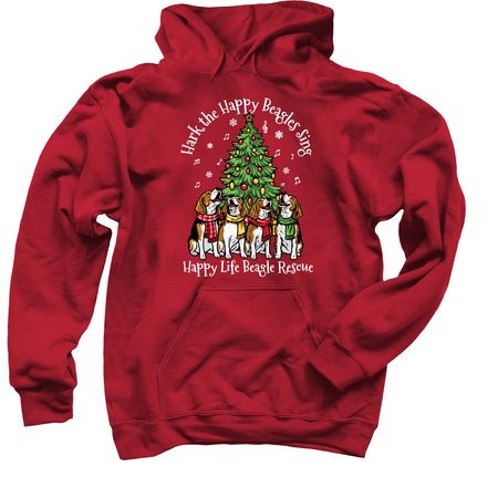Hark the Happy Beagles Sing, a Cardinal Red Pullover Hoodie