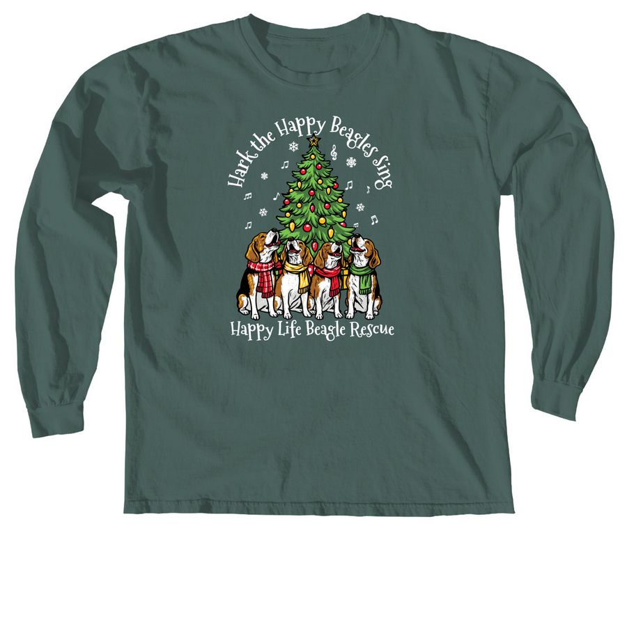 Hark the Happy Beagles Sing, a Blue Spruce Comfort Colors Long Sleeve Tee