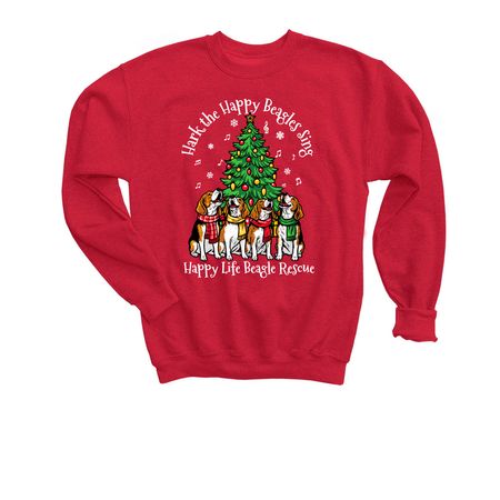 Hark the Happy Beagles Sing, a Red Youth Crewneck Sweatshirt