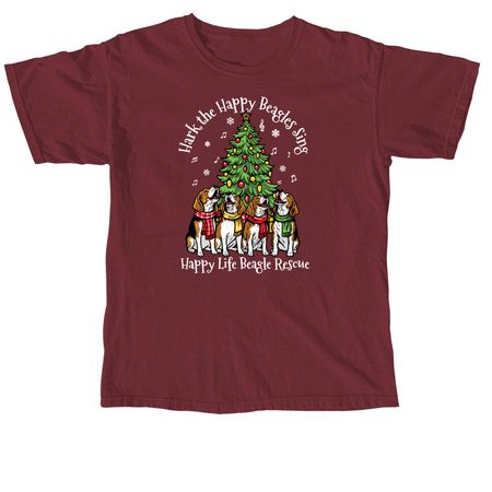 Hark the Happy Beagles Sing, a Brick Comfort Colors Unisex Tee