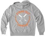 Strike Out Cancer, a Granite Grey Heather Allmade Organic French Terry Zip Up Hoodie (back-view)