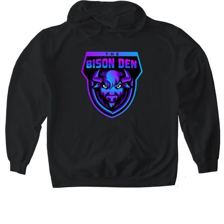The Bison Den in Support of AJMMF, a Black Gildan Softstyle Pullover Hoodie