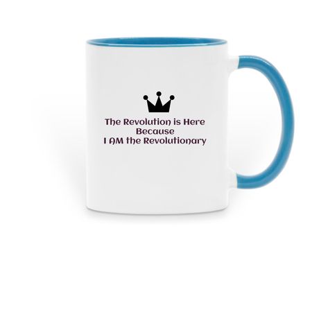 The Revolution IS Here, a Light Blue Two-Tone Ceramic Mug