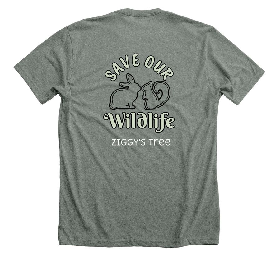 Save Our Wildlife T-shirt, a Deep Heather Premium Unisex Tee (back-view)