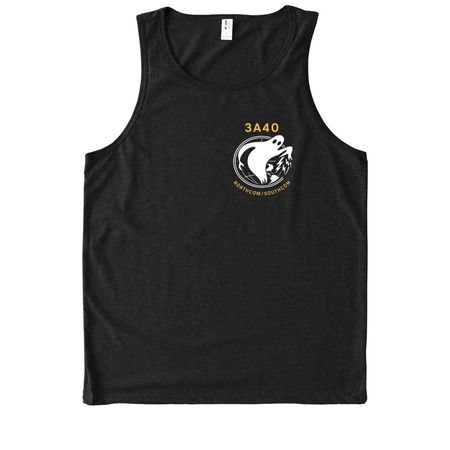 Tank w/ front logo only, a Deep Black Allmade Eco Triblend Tank