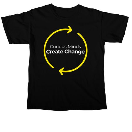 Curious Minds Create Change, a Black Comfort Colors Unisex Tee