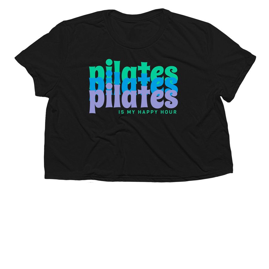 Pilates is my Happy Hour, a Black Women?s Flowy Cropped Tee