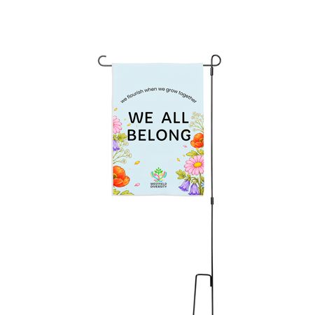 We Grow Together Yard Flag, a White 12" x 18" Yard Flag with Stake