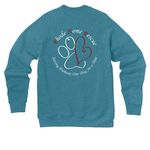Only talking to my DOG today, a Heather Deep Teal Premium Raglan Crewneck Sweatshirt (back-view)