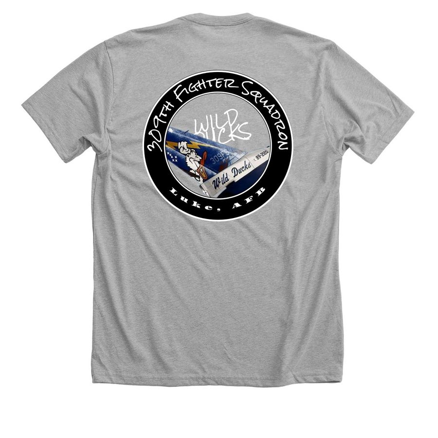 Wild Ducks 309th SFQ Clothes, a Athletic Heather Premium Unisex Tee (back-view)