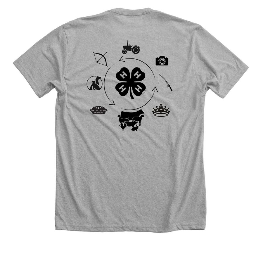 Madison County, Indiana&nbsp;4-H, a Athletic Heather Premium Unisex Tee (back-view)