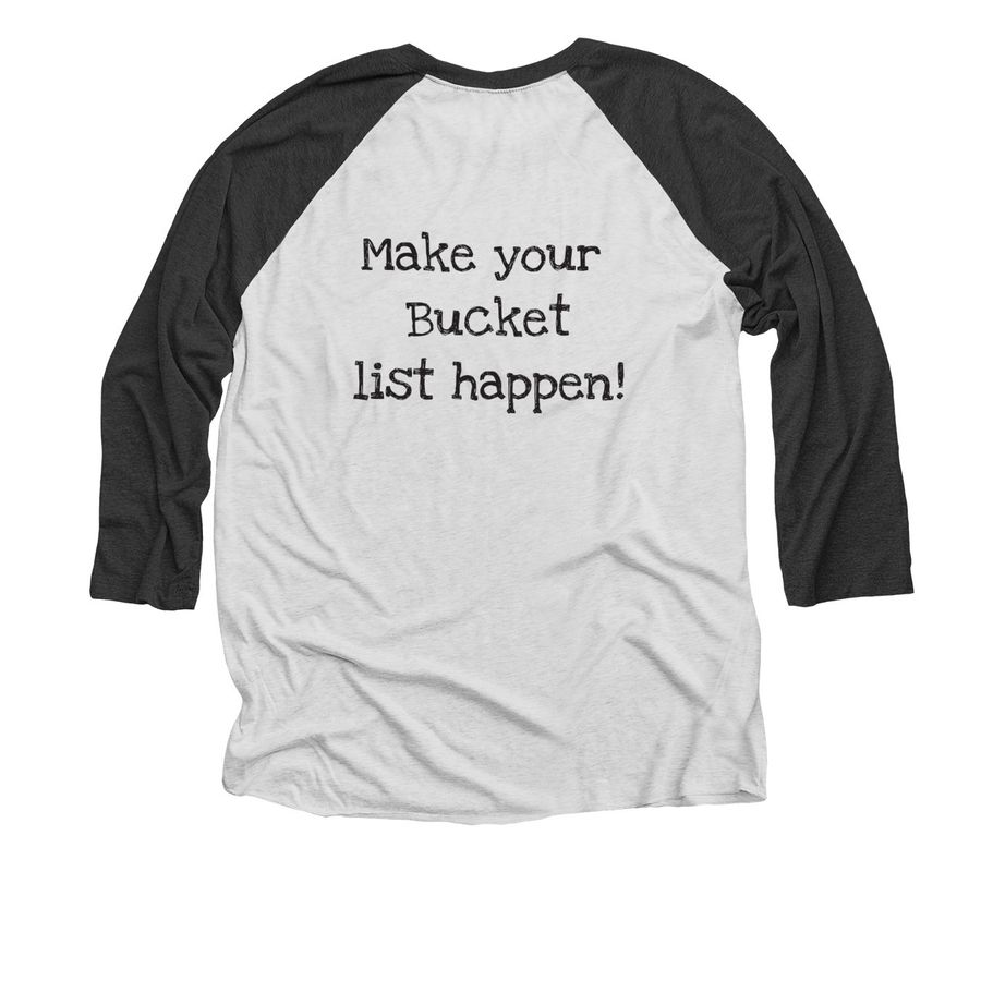 Little Buckets Farm Sanctuary Fundraiser, a Black and Heather White 3/4 Sleeve Baseball Tee (back-view)