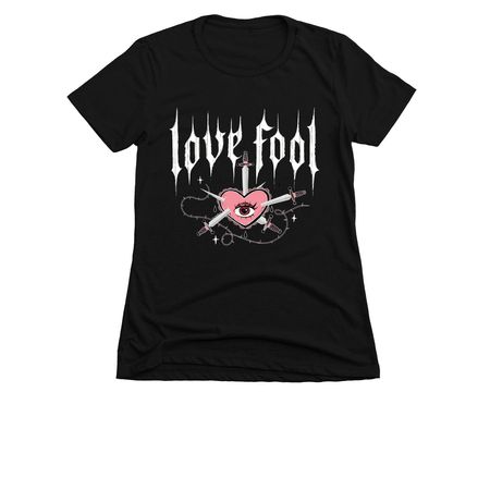 Love fool swords tee, a Black Women's Slim Fit Tee