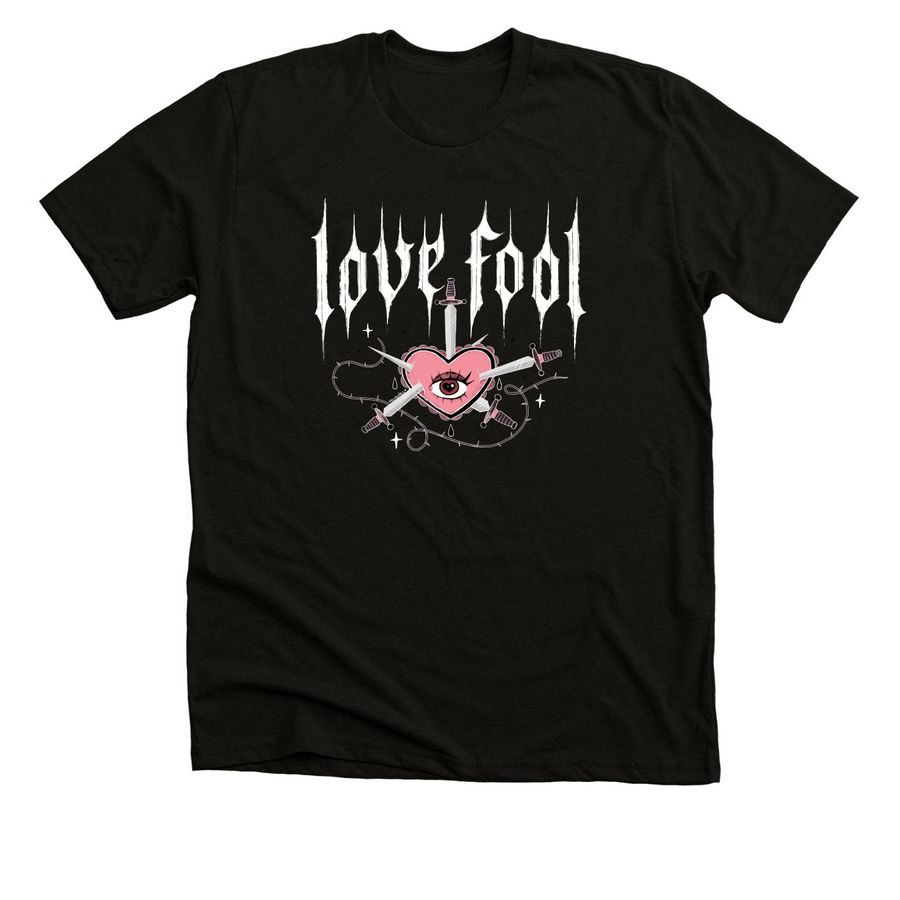 Love fool swords tee, a Solid Black Blend Premium Unisex Tee