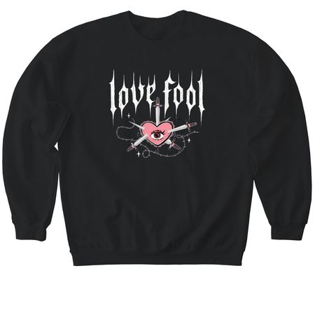 Love fool swords tee, a Black Softstyle Crewneck Sweatshirt