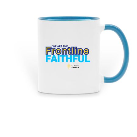 Frontline Faithful Mug, a Light Blue Two-Tone Ceramic Mug