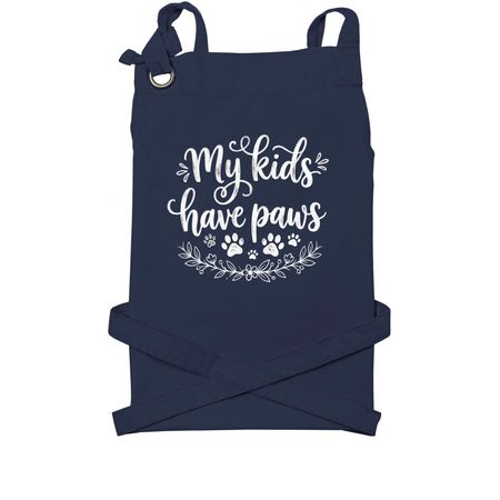 Honor the Paw-Mom, a Navy Cotton Canvas Pocket Apron