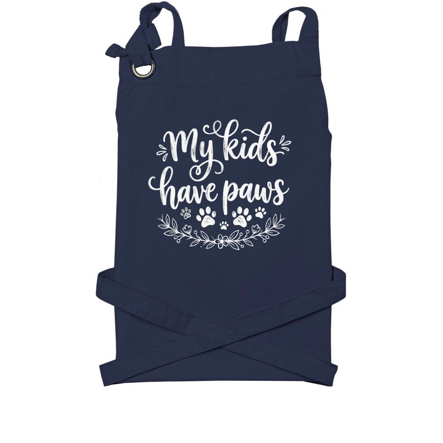 Honor the Paw-Mom, a Navy Cotton Canvas Pocket Apron