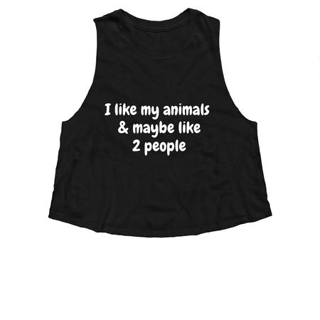 I like my animals, a Solid Black Blend Women?s Cropped Racerback Tank