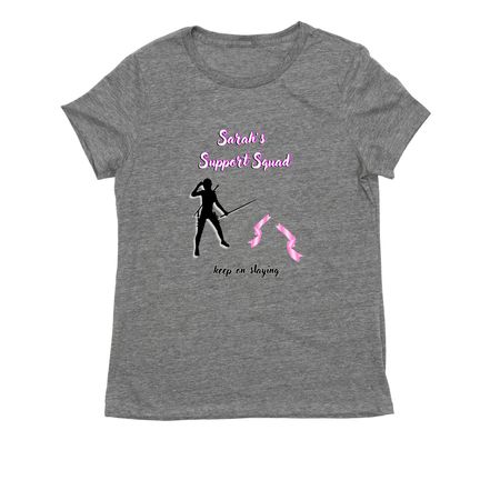 Sarah Support Squad woman cut, a Aluminum Grey Allmade Eco Triblend Women?s Tee