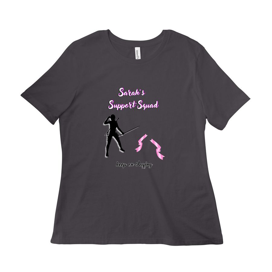 Sarah Support Squad woman cut, a Dark Grey Women?s Relaxed Cotton Tee