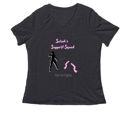 Sarah Support Squad woman cut, a Dark Grey Heather Women's Relaxed V-Neck Tee