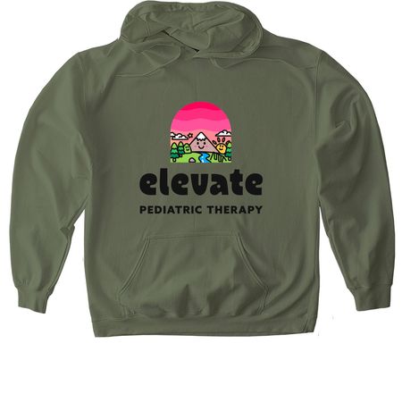 Standard Logo, a Military Green Gildan Softstyle Pullover Hoodie